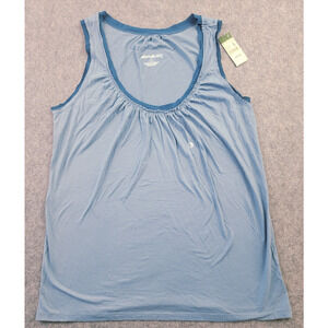Eddie Bauer Shirt Womens Large Blue Sleeveless Tank Top 100% Cotton Casual